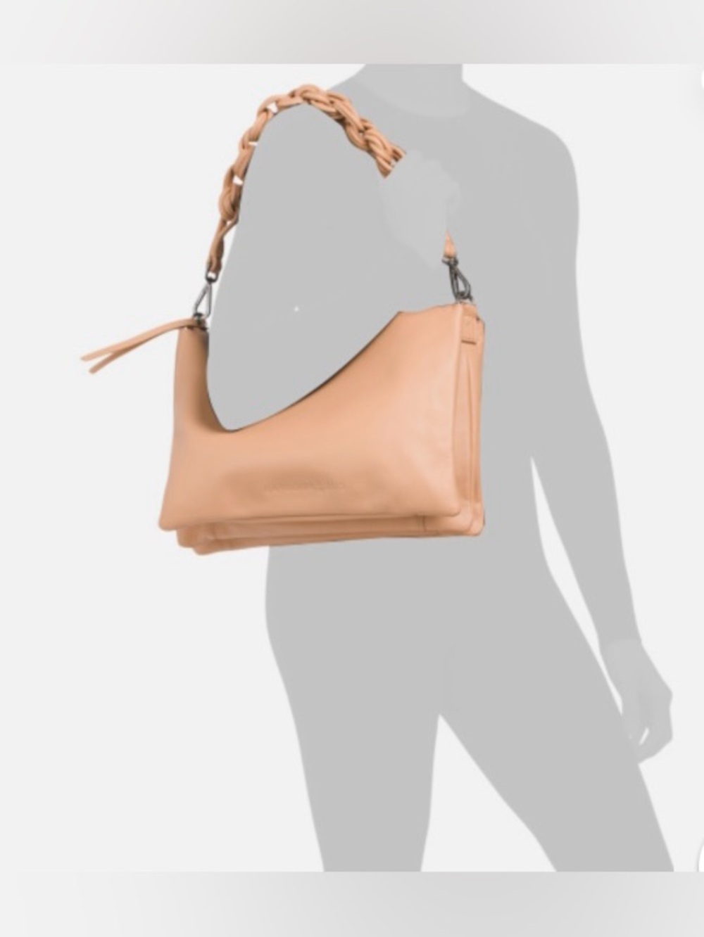 NWOT Harbour 2nd cognac leather shoulder/crossbody bag w/ triple compartments